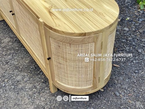 Meja TV Jati Rotan Square Oval Minimalis Meja TV Jati Rotan Square Oval Minimalis