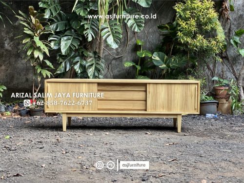 Meja TV Retro Jati Bleaching Minimalis