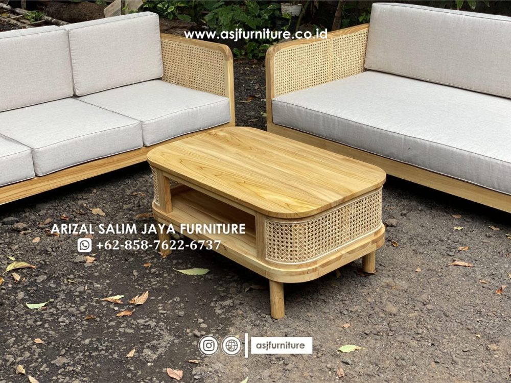 Set Kursi Sofa Tamu Jati Rotan Minimalis