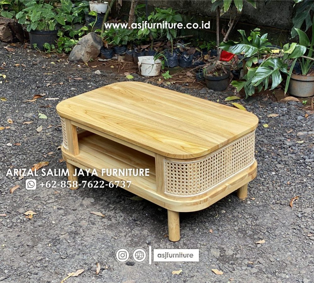 Meja Tamu Jati Rotan Minimalis