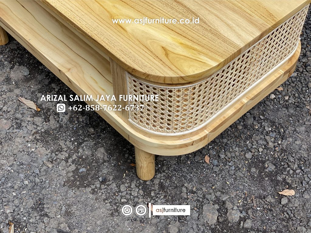 Meja Tamu Jati Rotan Minimalis