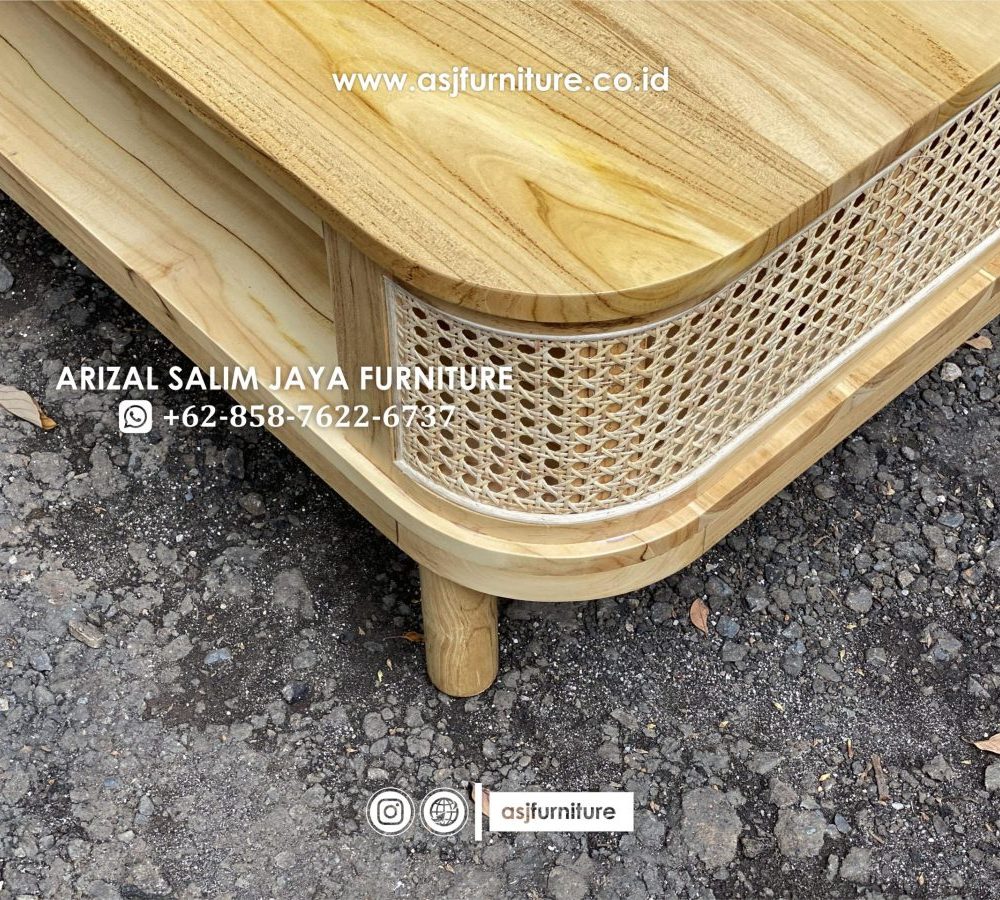 Meja Tamu Jati Rotan Minimalis