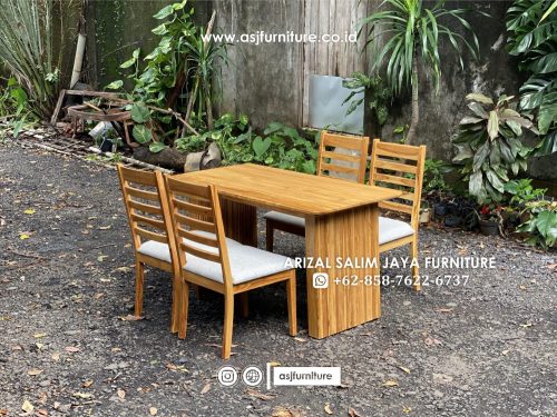 Set Meja Makan Jati Salur 4 Kursi Minimalis Set Meja Makan Jati Salur 4 Kursi Minimalis