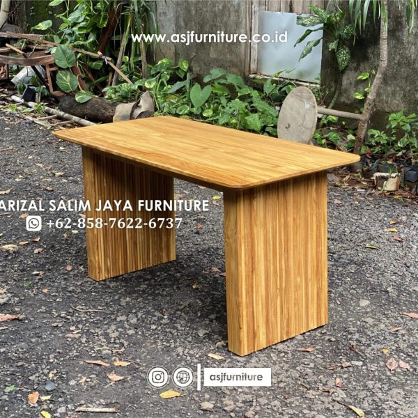 Meja Makan Salur Jati Bleaching Minimalis