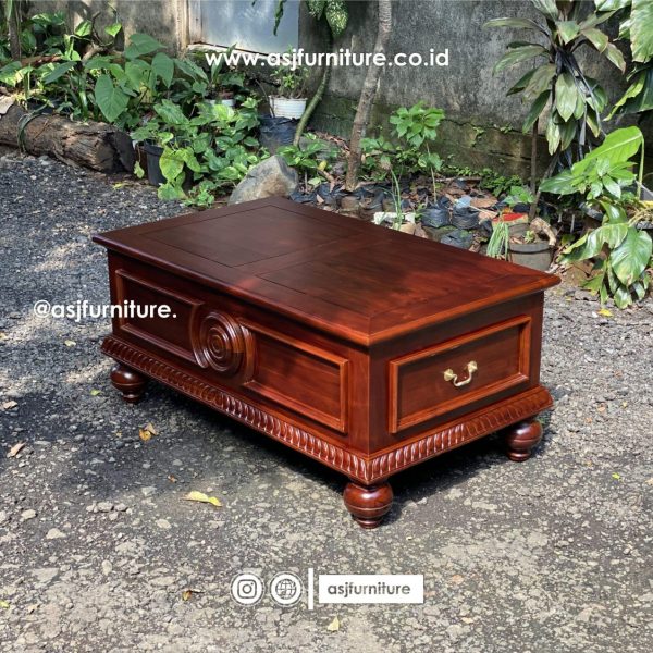 Meja Tamu Klasik Jati Ukiran Minimalis
