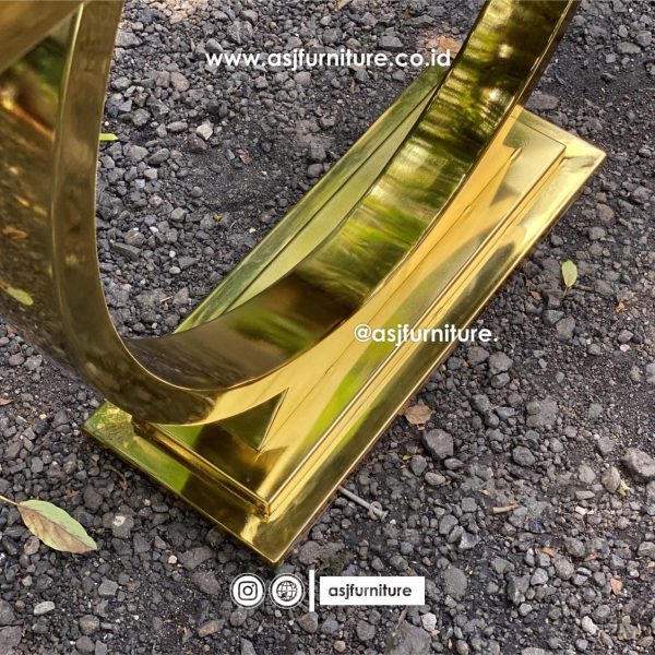 Meja Foyer Stainless Bulat Marmer Carrara