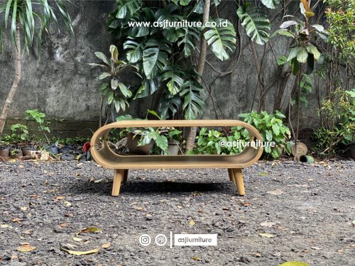 Meja Tamu Jati Bleaching Lubang Oval Minimalis