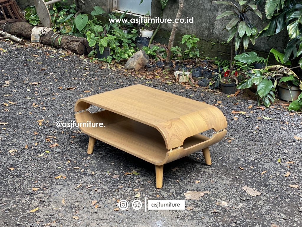 Meja Tamu Jati Bleaching Lubang Oval Minimalis