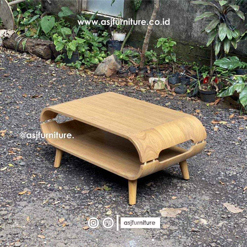 Meja Tamu Jati Bleaching Lubang Oval Minimalis