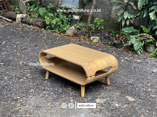 Meja Tamu Jati Bleaching Lubang Oval Minimalis
