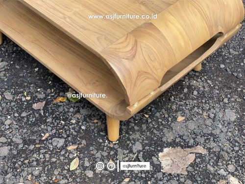 Meja Tamu Jati Bleaching Lubang Oval Minimalis