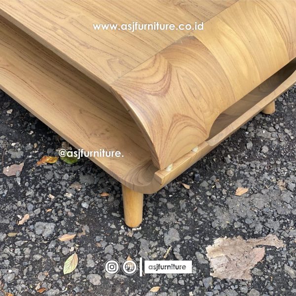 Meja Tamu Jati Bleaching Lubang Oval Minimalis