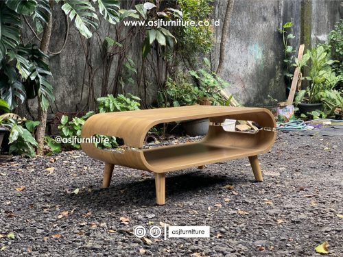 Meja Tamu Jati Bleaching Lubang Oval Minimalis