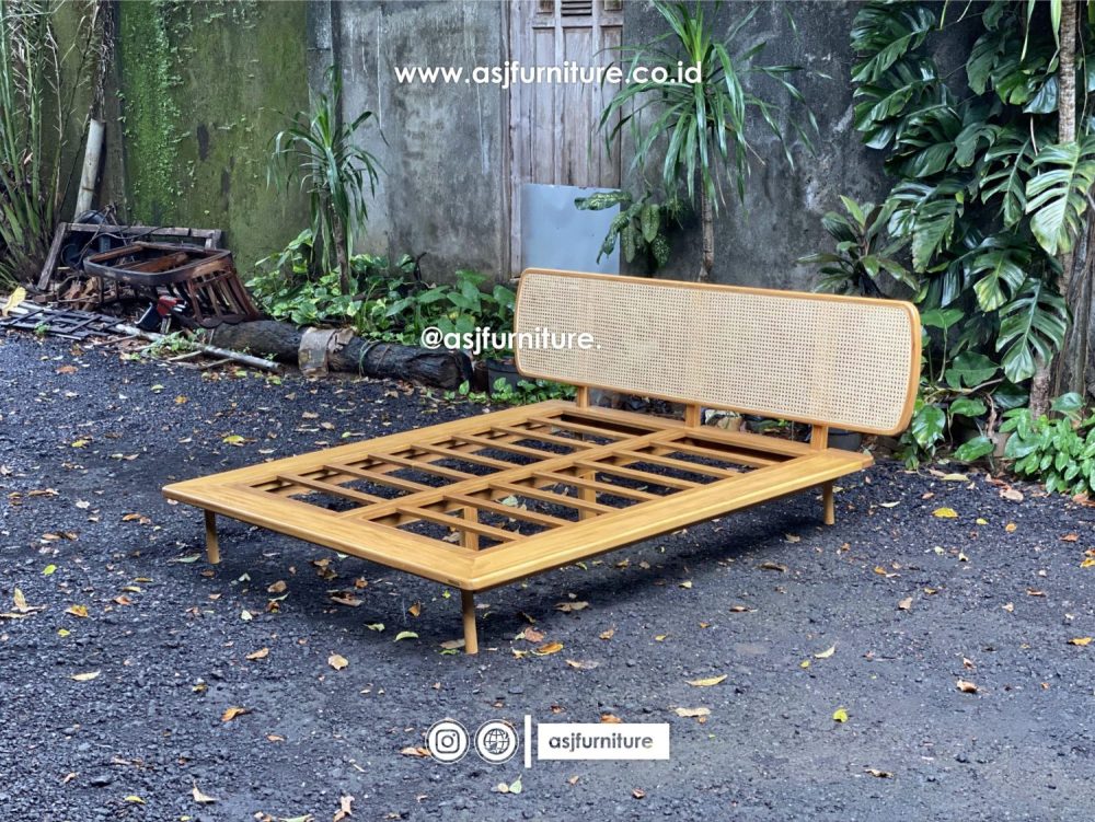 Dipan Tidur Japandi Jati Rotan Bleaching Minimalis