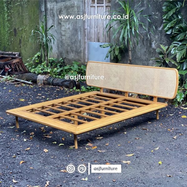 Dipan Tidur Japandi Jati Rotan Bleaching Minimalis