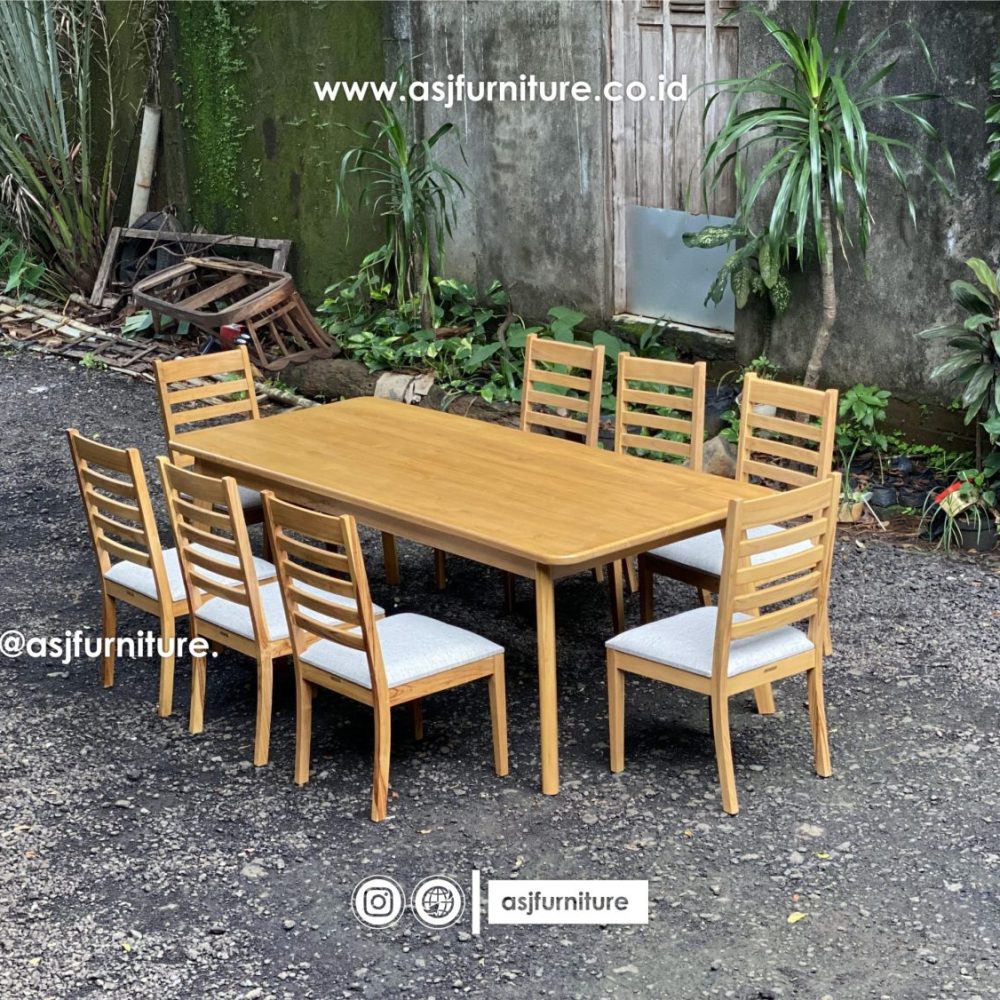 Set Meja Makan Jati 8 Kursi Sofa Modern Minimalis