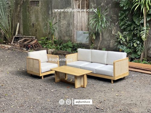 Kursi Tamu Sofa Set Jati Rotan Modern Minimalis