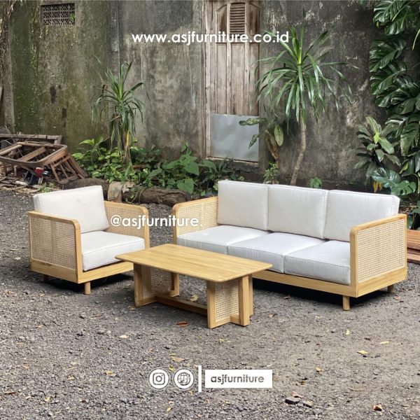 Kursi Tamu Sofa Set Jati Rotan Modern Minimalis