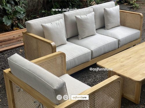 Kursi Tamu Sofa Set Jati Rotan Modern Minimalis