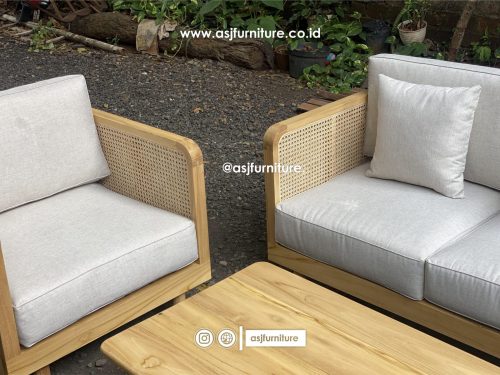 Kursi Tamu Sofa Set Jati Rotan Modern Minimalis