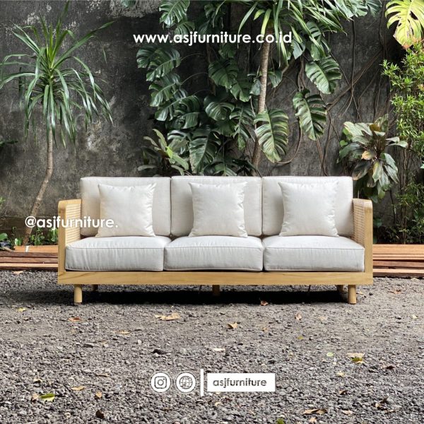 Kursi Tamu Sofa 3 Dudukan Jati Rotan Modern Minimalis
