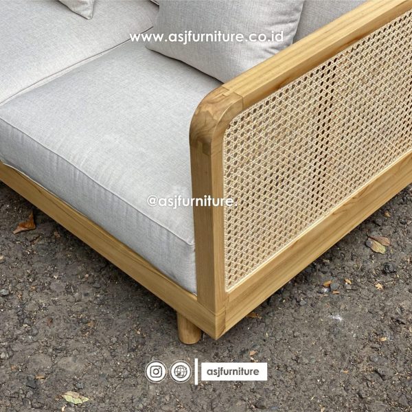 Kursi Tamu Sofa 3 Dudukan Jati Rotan Modern Minimalis