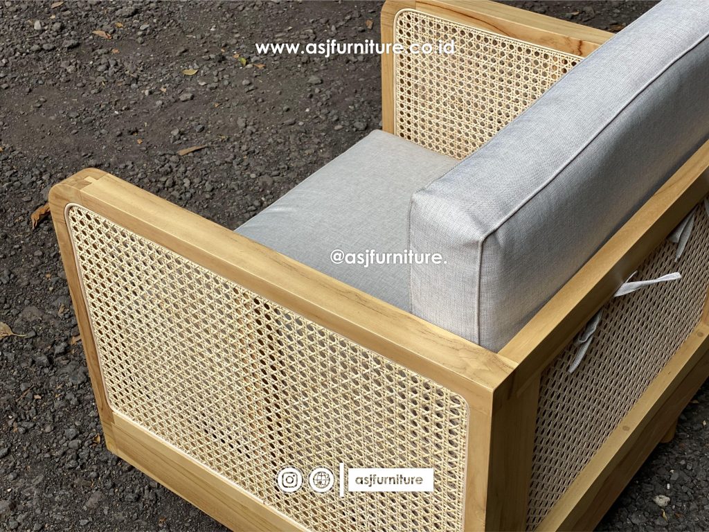 Kursi Tamu Sofa Single 1 Dudukan Jati Rotan Modern