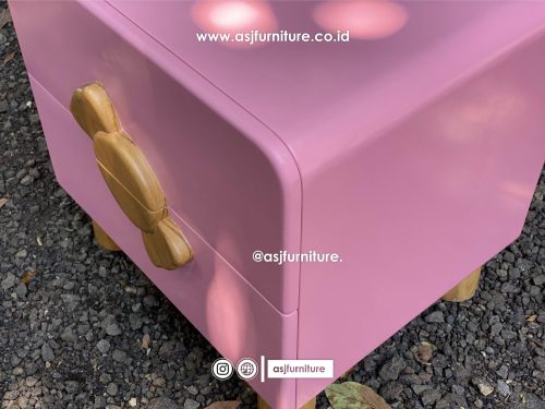 Nakas Anak Pink 2 Laci Shabby Minimalis