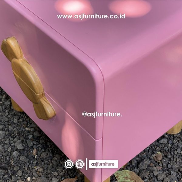Nakas Anak Pink 2 Laci Shabby Minimalis