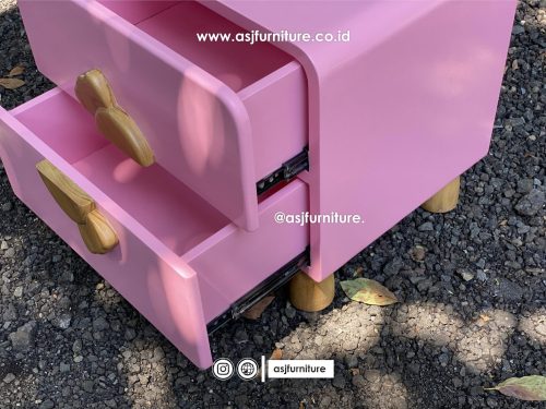Nakas Anak Pink 2 Laci Shabby Minimalis
