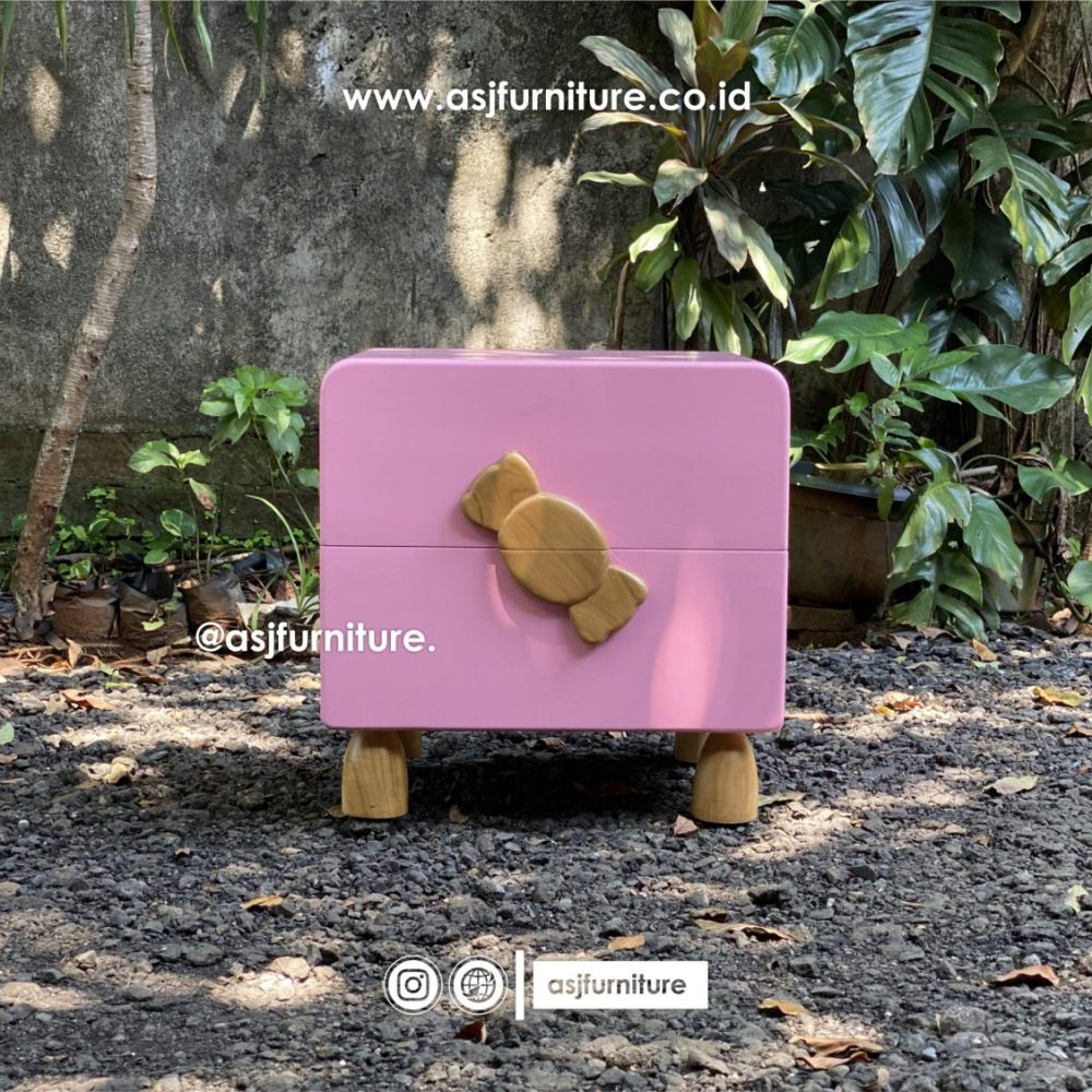Nakas Anak Pink 2 Laci Shabby Minimalis