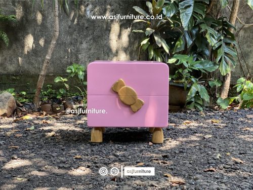 Nakas Anak Pink 2 Laci Shabby Minimalis