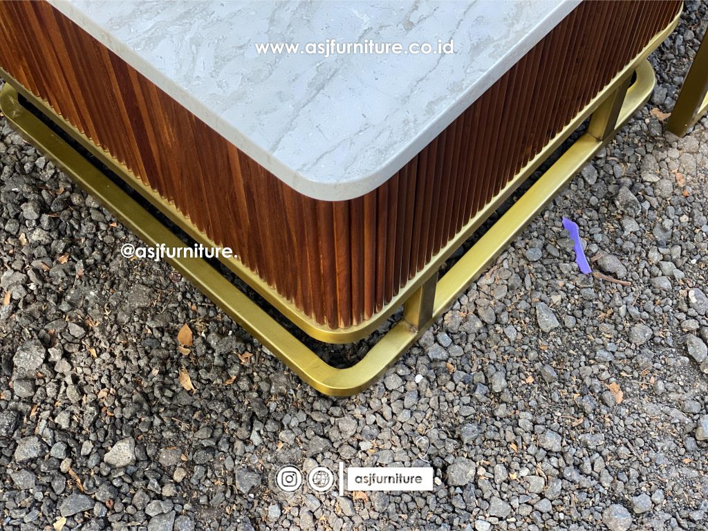 Meja Tamu Jati Stainless Marmer Modern Minimalis