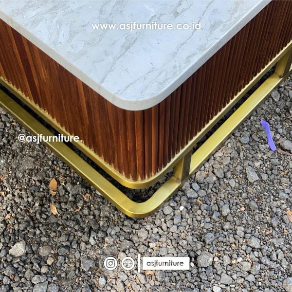 Meja Tamu Jati Stainless Marmer Modern Minimalis