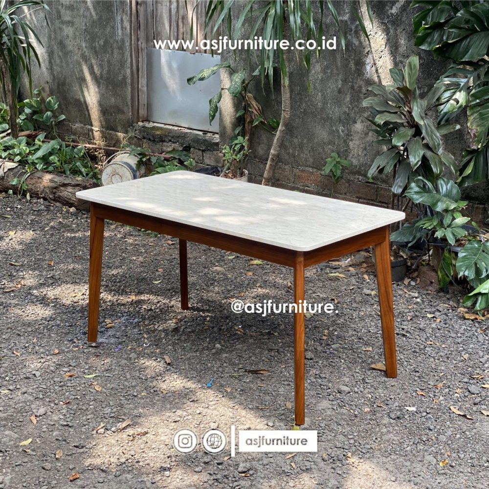 Meja Makan Jati Marmer Klasik Modern