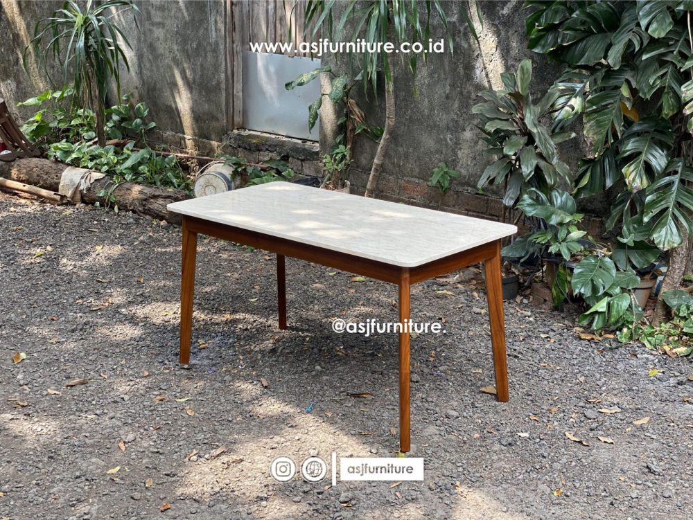 Meja Makan Jati Marmer Klasik Modern