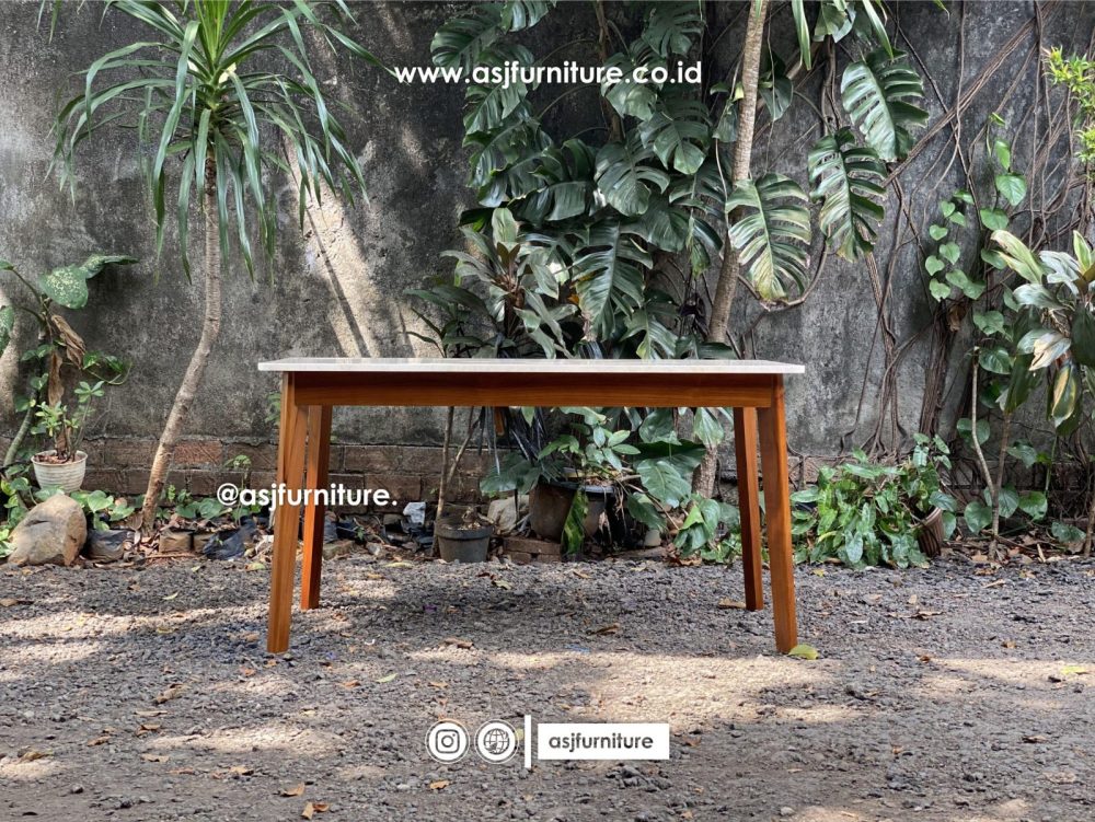 Meja Makan Jati Marmer Klasik Modern