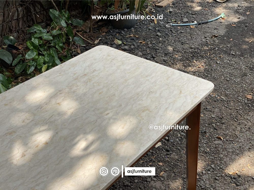 Meja Makan Jati Marmer Klasik Modern
