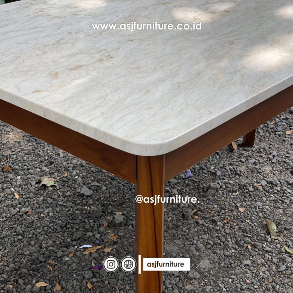 Meja Makan Jati Marmer Klasik Modern