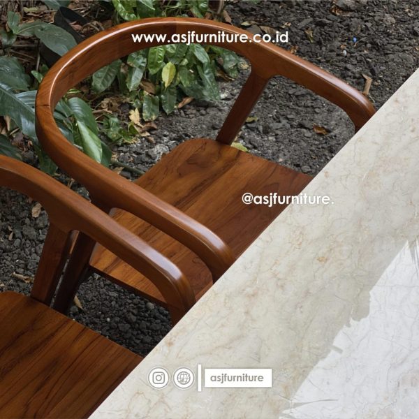 Set Meja Makan Marmer Jati 4 Kursi Klasik Modern