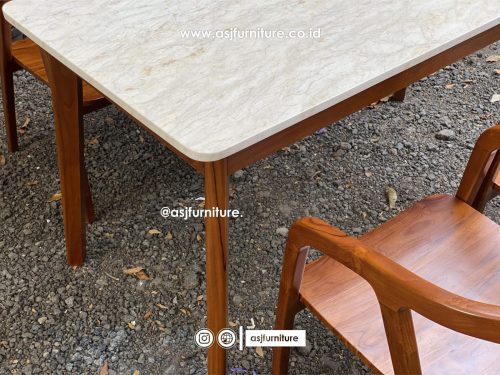 Set Meja Makan Marmer Jati 4 Kursi Klasik Modern Set Meja Makan Marmer Jati 4 Kursi Klasik Modern
