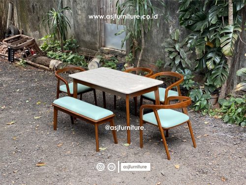 Meja Makan Set Marmer 4 Kursi 1 Bangku Jati Minimalis Meja Makan Set Marmer 4 Kursi 1 Bangku Jati Minimalis