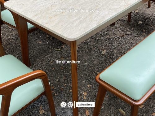 Meja Makan Set Marmer 4 Kursi 1 Bangku Jati Minimalis Meja Makan Set Marmer 4 Kursi 1 Bangku Jati Minimalis