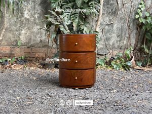 Nakas Jati 3 Laci Bulat Klasik Modern