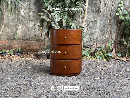 Nakas Jati 3 Laci Bulat Klasik Modern Nakas Jati 3 Laci Bulat Klasik Modern