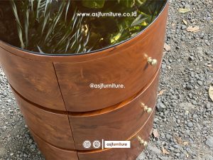 Nakas Jati 3 Laci Bulat Klasik Modern