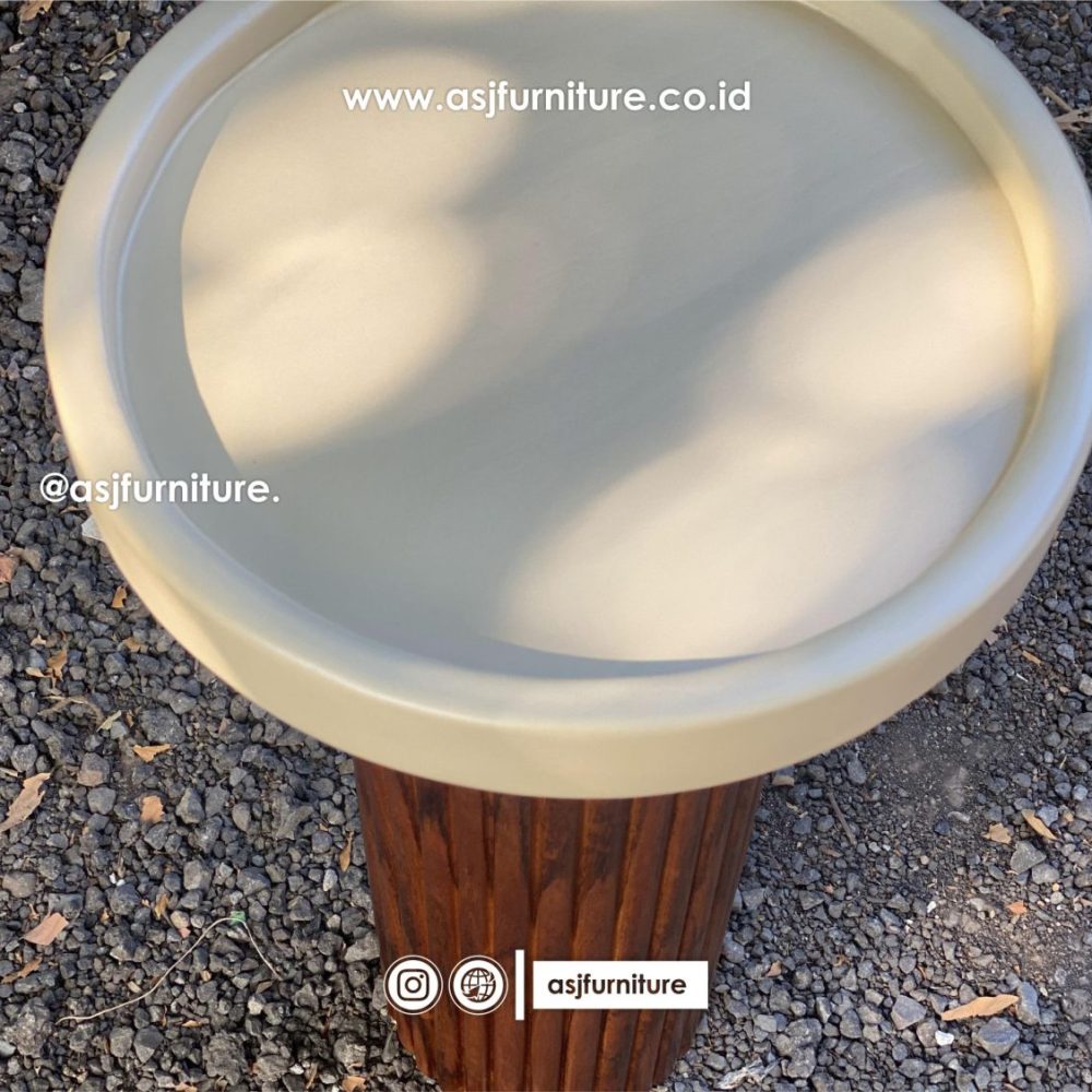Bed Side Table Jati Solid Salur Bulat Modern