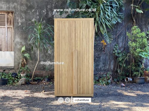 Lemari Pakaian Kayu Jati Bleaching 2 Pintu Salur Minimalis