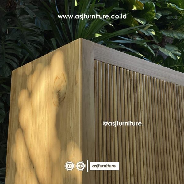 Lemari Pakaian Kayu Jati Bleaching 2 Pintu Salur Minimalis
