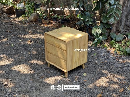 Nakas Bed Side Kayu Jati 3 Laci Modern Minimalis Nakas Bed Side Kayu Jati 3 Laci Modern Minimalis